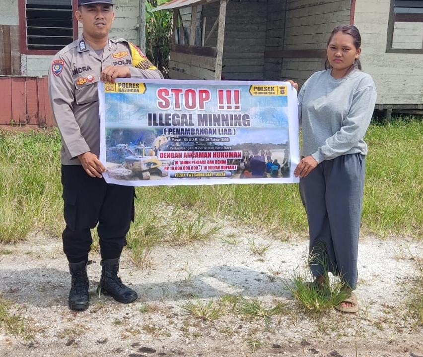 Personil ‎Polsek Tws Garing dan Pulau Malan rutin sosialisasi larangan ilegal Logging dan Ilegal Mining.‎