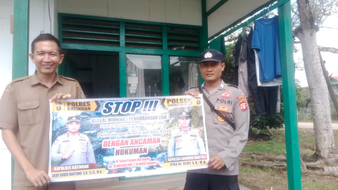 Bhabinkamtibmas Desa kamanto Sosialisasi tentang larangan Illegal Mining.