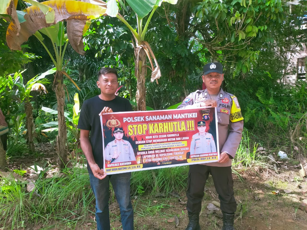 Bhabinkamtibmas Desa Tumbang Labehu Sosialisasi imbauan tentang Karhutla