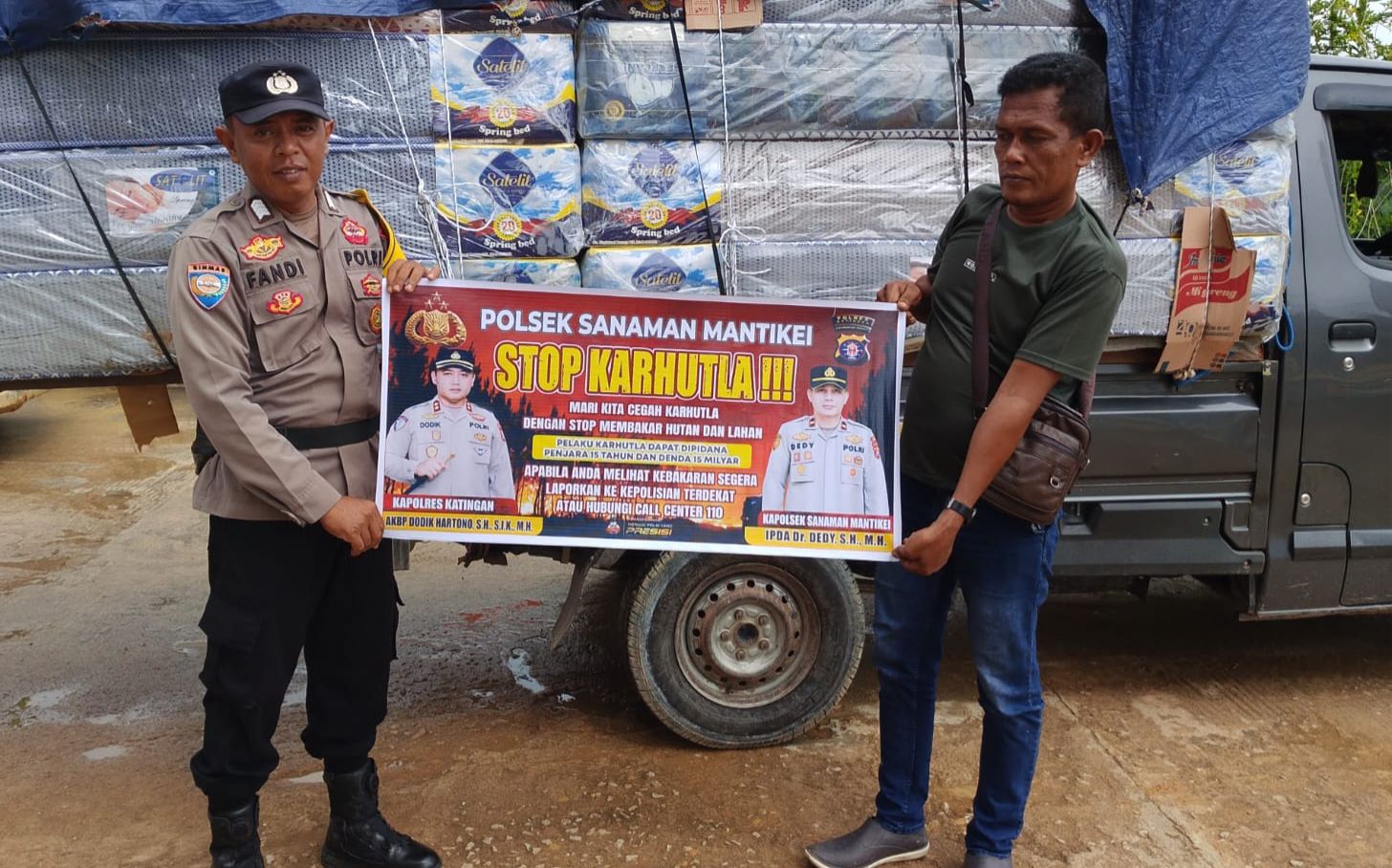 Bhabinkamtibmas Desa Rantau Bangkiang Sosialisasi imbauan tentang Karhutla