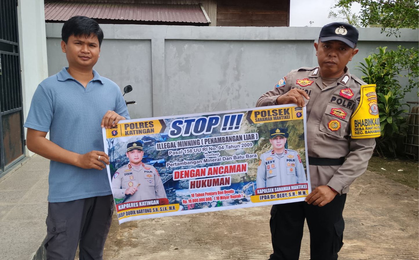 Bhabinkamtibmas Desa Rantau Bangkiang Sosialisasi tentang larangan Illegal Mining.