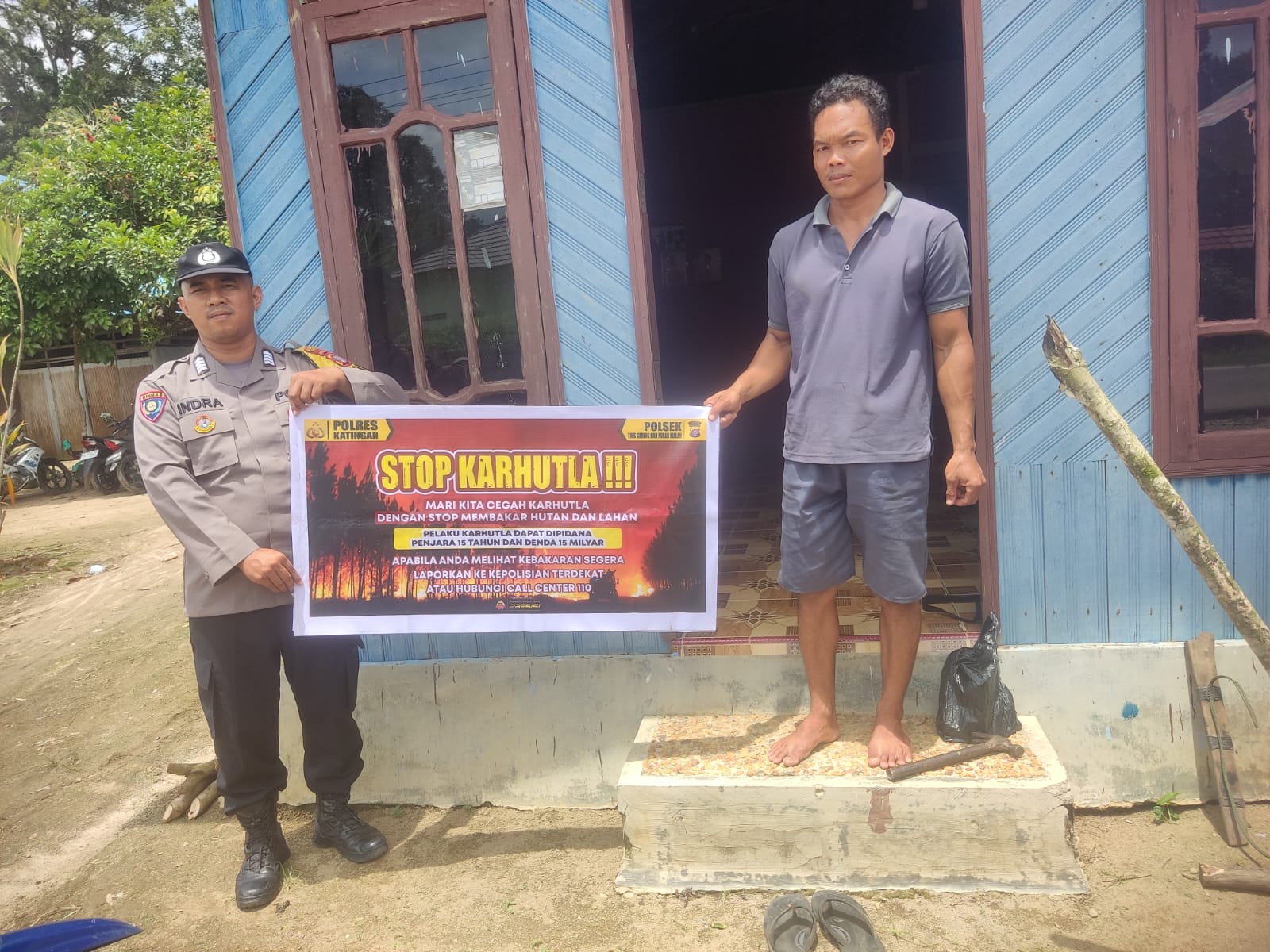 ‎Ciptakan lingkungan sehat Polsek Tws Garing dan Pulau Malan sosialisasi Stop Karhutla.