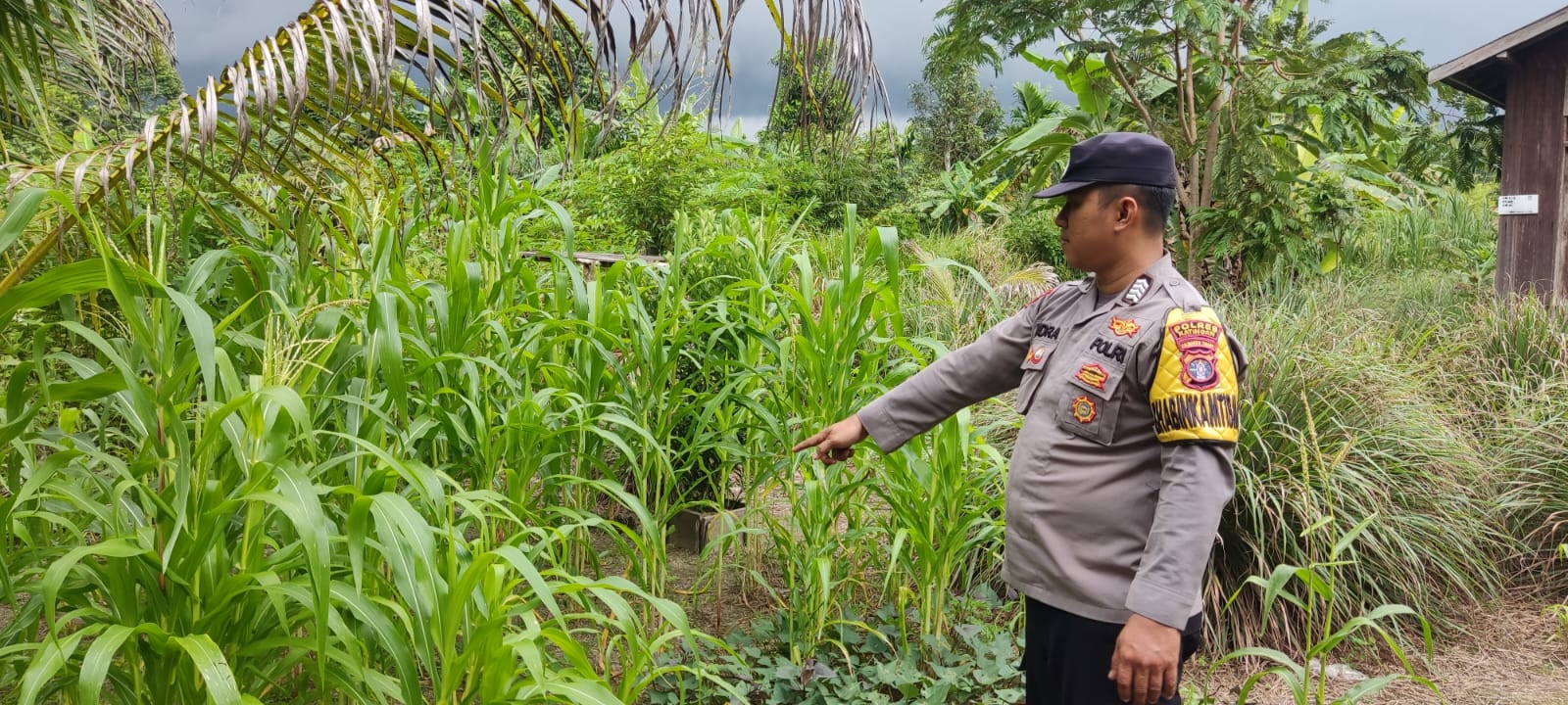 Personel Polsek Tewang Sangalang Garing dan Pulau Malan melaksanakan pengecekan lokasi pemanfaatan lahan pekarangan warga Binaannya