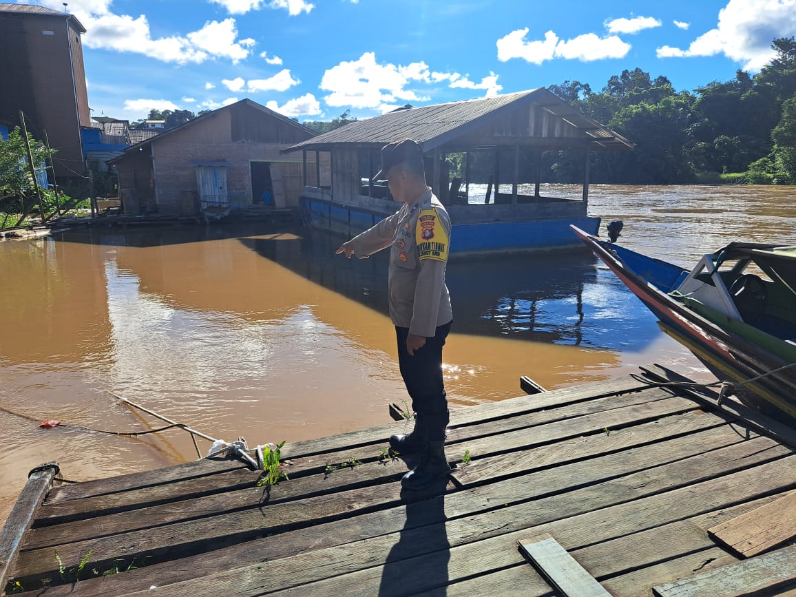 Debit Air terpantau sudah mulai turun, Polsek Katingan Hulu dan Bukit Raya Imbau Warga agar tetap waspada.