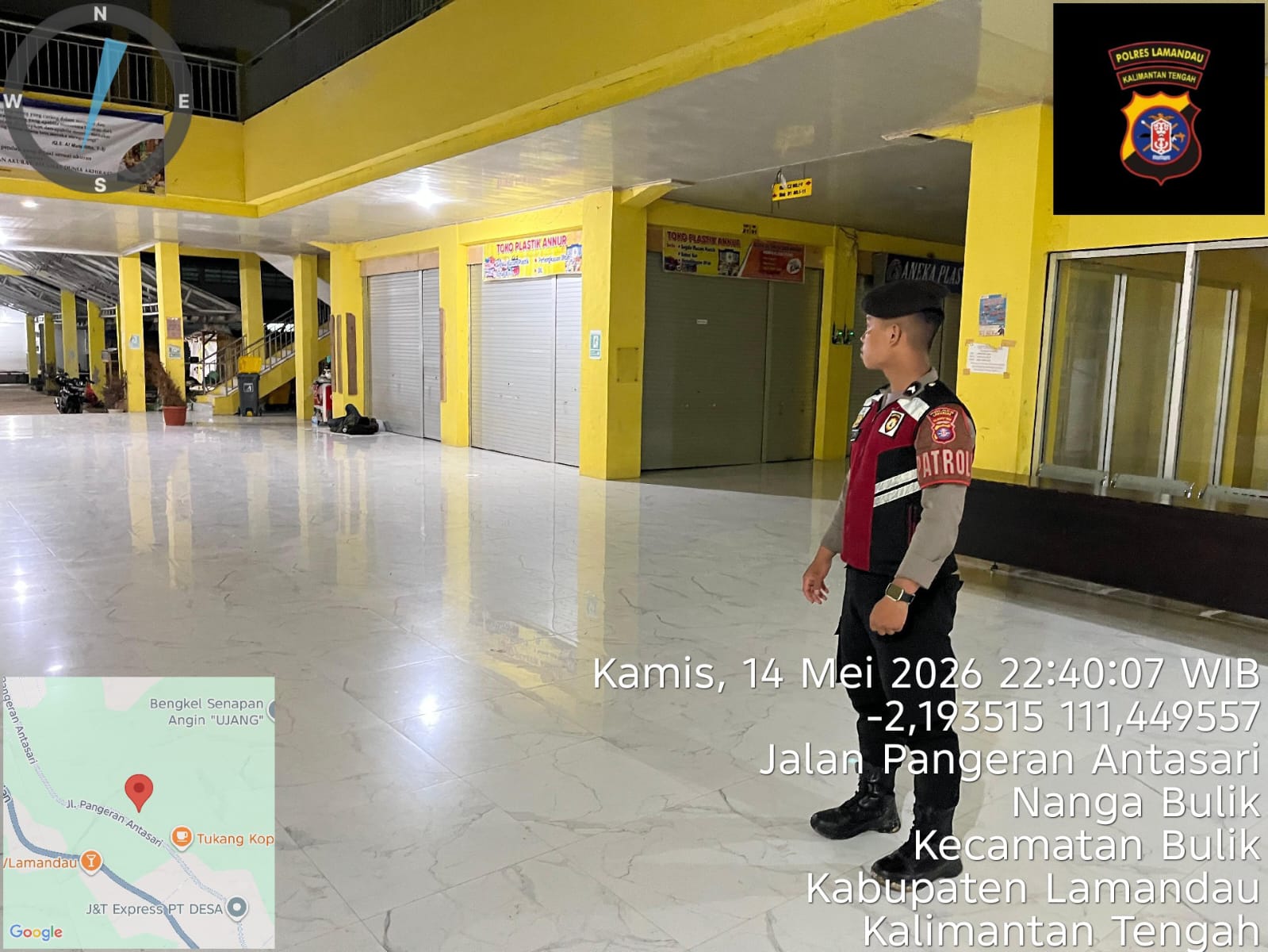 Ciptakan Rasa Aman, Satuan Samapta Patroli di Pasar Tradisional Lamandau