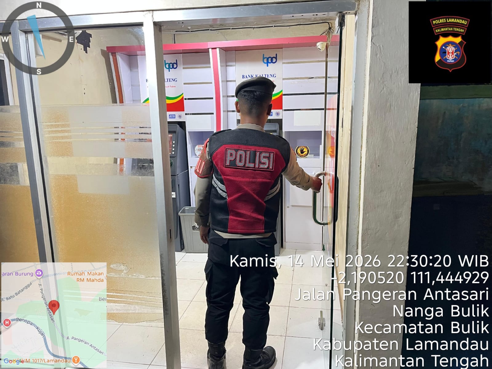 Personel Sat Samapta Patroli ke Sejumlah ATM di Wilayah Hukum Polres Lamandau