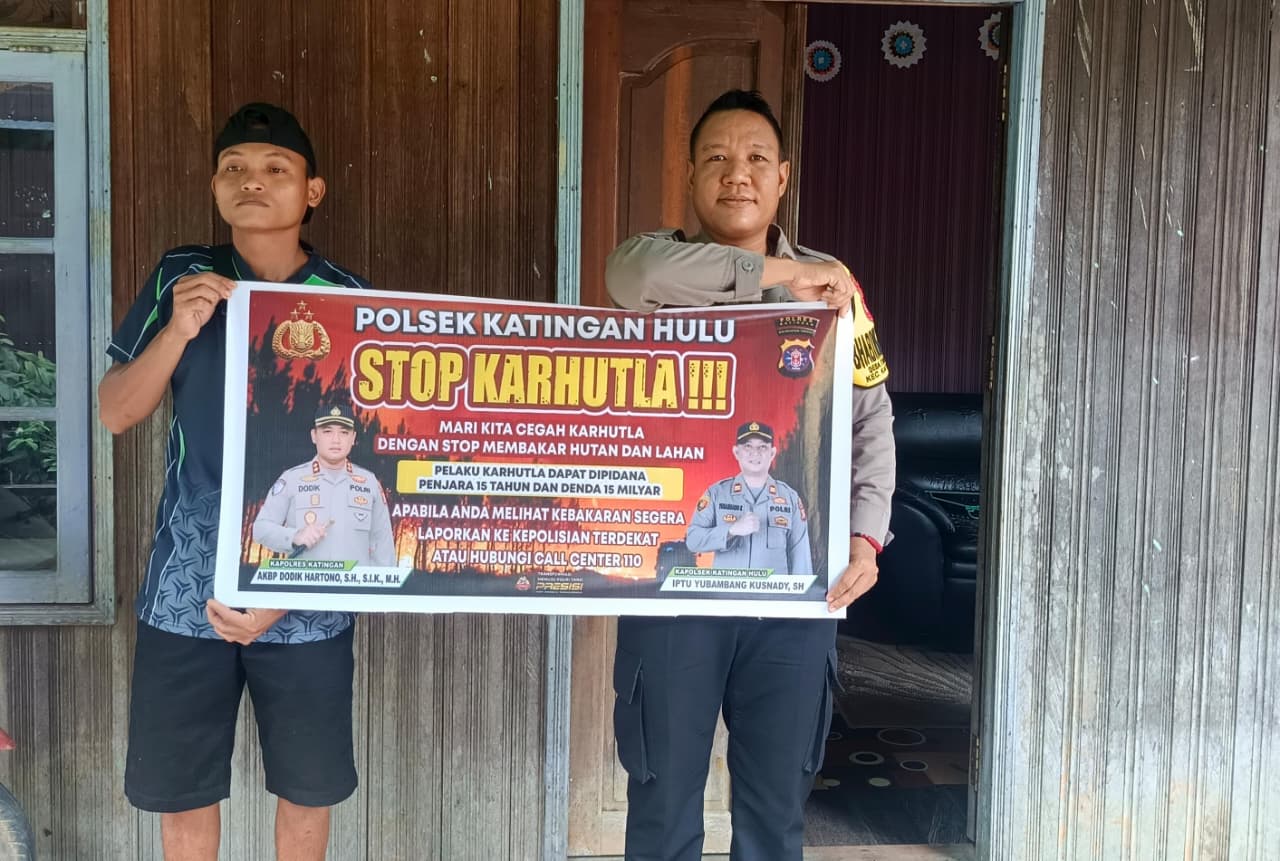 ‎Polsek Katingan Hulu sosialisasi Stop Karhutla.‎