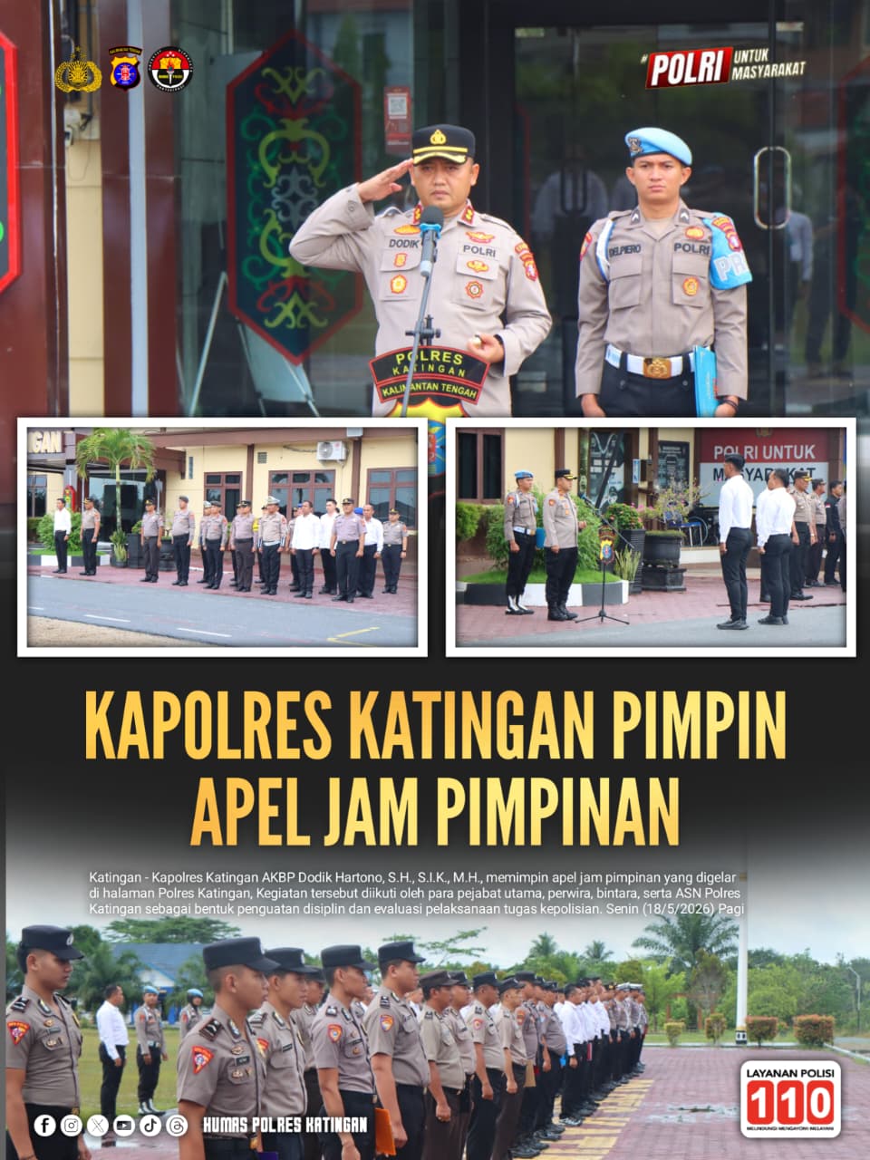Kapolres Katingan Pimpin Apel Jam Pimpinan