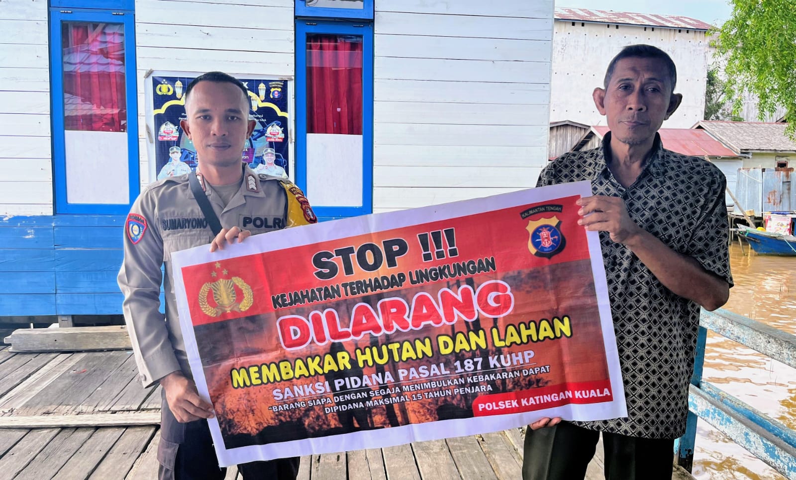 Bhabinkamtibmas Polsek Katingan Kuala Himbau Masyarakat Untuk Tidak Membakar Hutan dan Lahan
