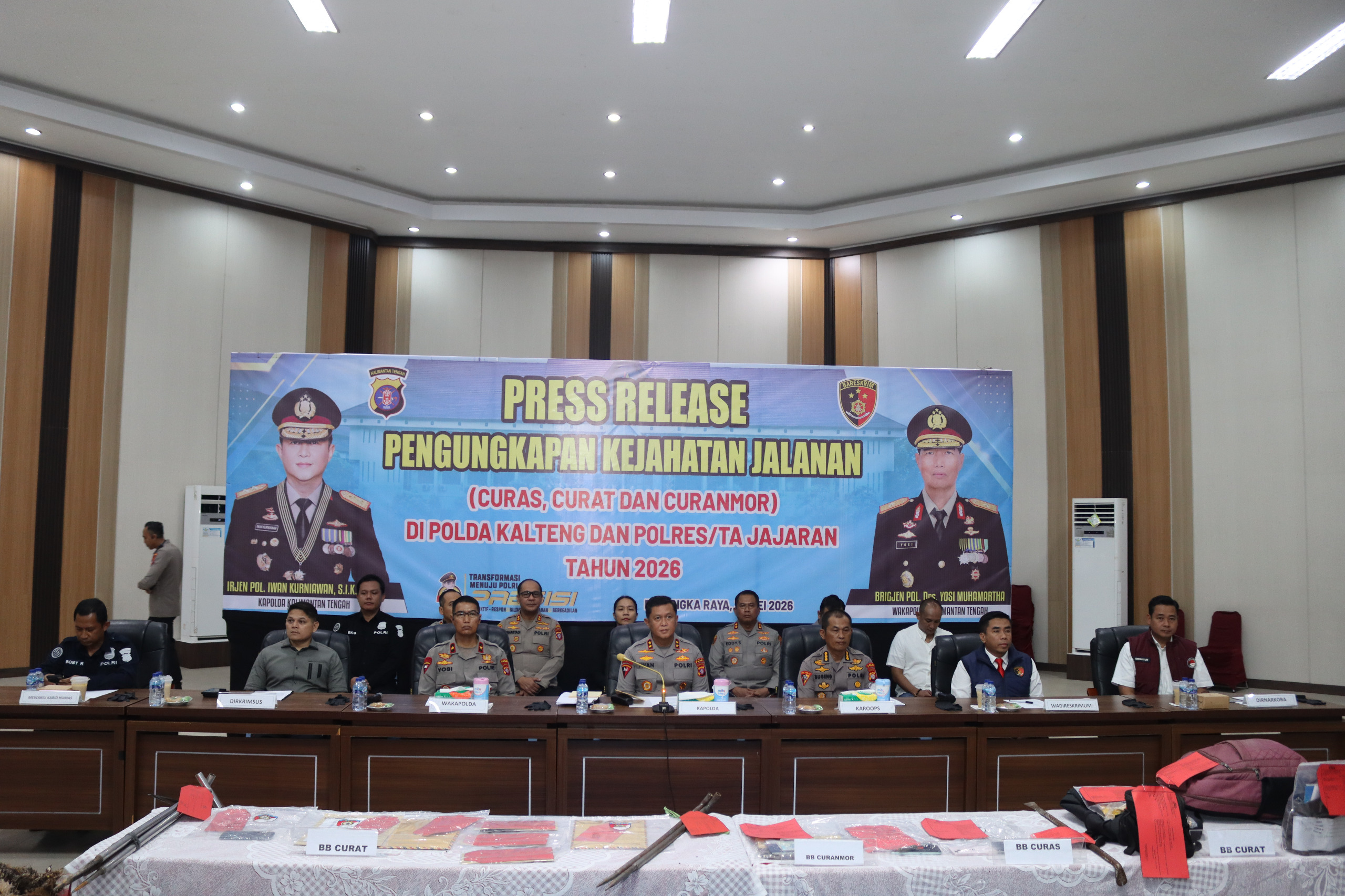 Polda Kalteng Ungkap 121 Kasus Kejahatan Jalanan Periode Januari hingga Mei 2026, 233 Tersangka Berhasil Diamankan