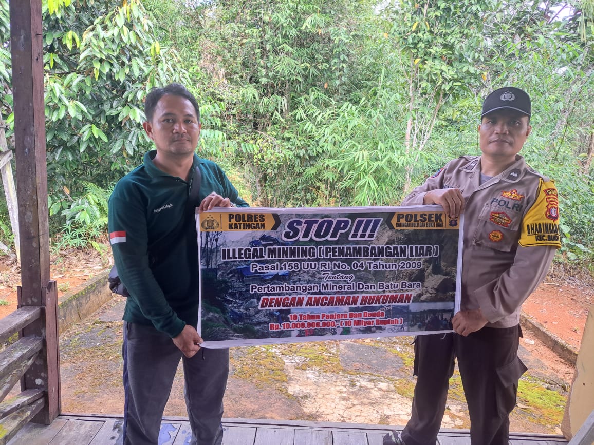 Upaya pencegahan Penambangan Emas Tanpa Ijin (PETI) di Kecamatan Katingan Hulu dan Bukit Raya, Bhabinkamtibmas sosialisasi kepada masyarakat.