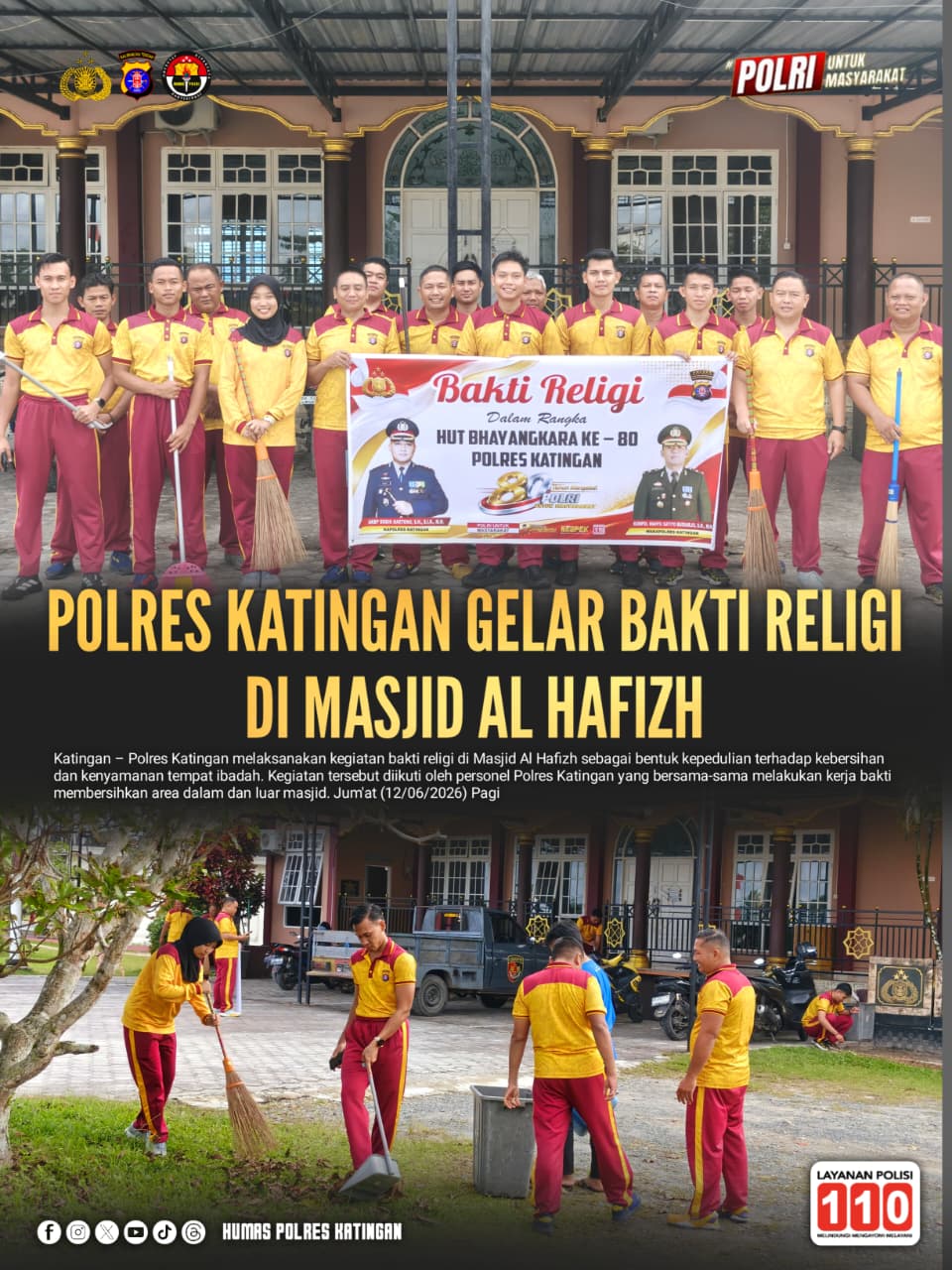 Polres Katingan Gelar Bakti Religi di Masjid Al Hafizh