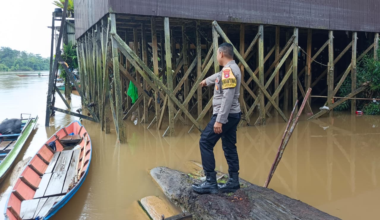 Debit Air terpantau normal , Polsek Katingan Hulu Imbau Warga agar tetap selalu waspada.