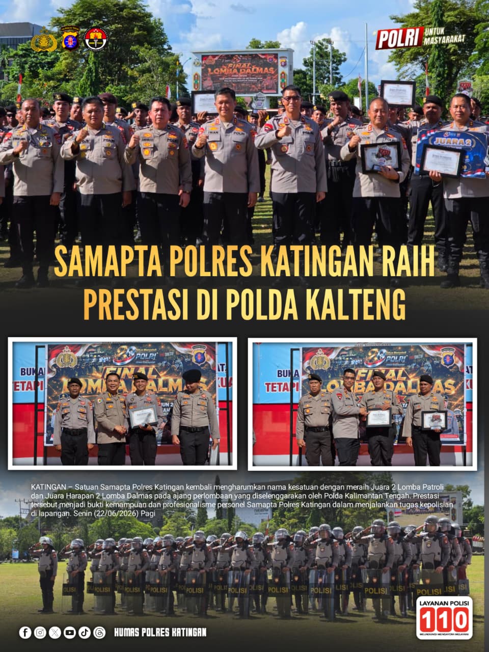 Samapta Polres Katingan Raih Prestasi di Polda Kalteng