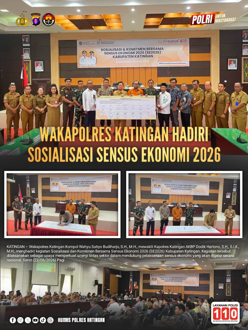 Wakapolres Katingan Hadiri Sosialisasi Sensus Ekonomi 2026